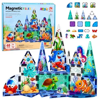 LEAN TOYS Magnetilised ehitusklotsid Mereelukad Ookean 40 tk