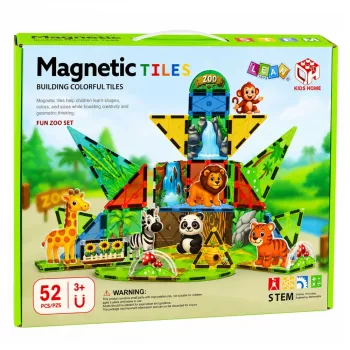LEAN TOYS Magnetilised ehitusklotsid metsloomad džungel ZOO 52 tk
