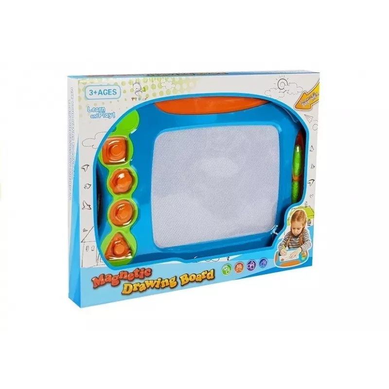 LEAN TOYS Magnetiline joonistustahvel geomeetriliste templitega