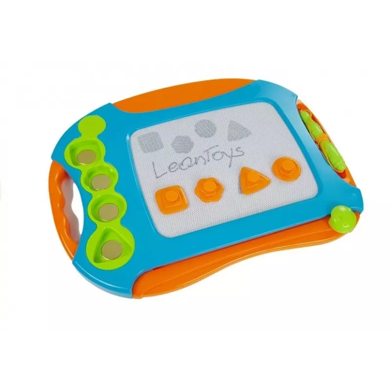 LEAN TOYS Magnetiline joonistustahvel geomeetriliste templitega