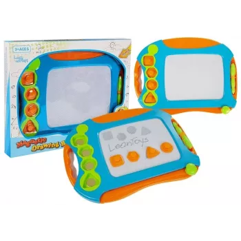 LEAN TOYS Magnetiline joonistustahvel geomeetriliste templitega
