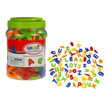 LEAN TOYS Magnetilised tähed ja numbrid purgis – 78-osaline tähestiku ja matemaatika komplekt lastele alates 3. eluaastast