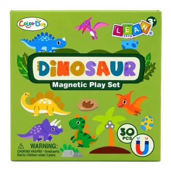 LEAN TOYS Magnetiline pusleraamat Dinosaurs Colorful Magnets 30 tk