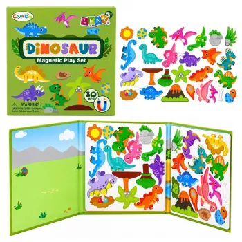 LEAN TOYS Magnetiline pusleraamat Dinosaurs Colorful Magnets 30 tk