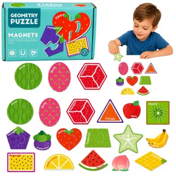 LEAN TOYS Magnetiline pusle Õppimisviljad 30 tükki – Harivad puuviljamagnetid tahvlitele, valgetele tahvlitele ja külmikutele