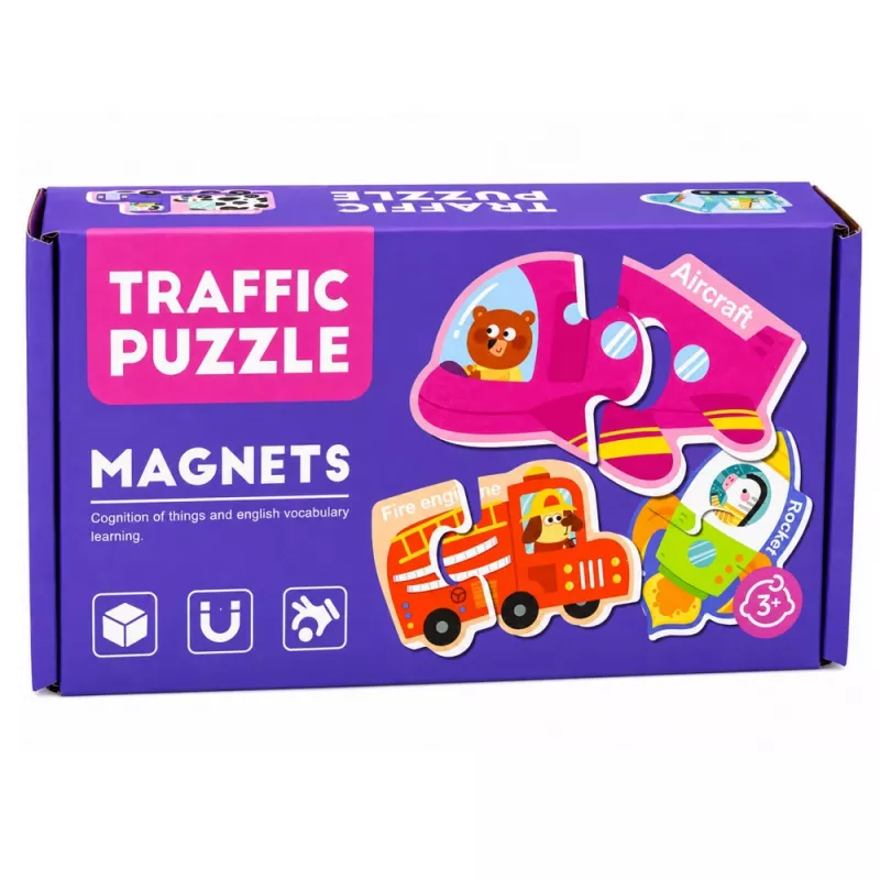 LEAN TOYS Magnetmõistatus Sõidukid Õppimiseks Transpordivahendite Komplekt 30 tk