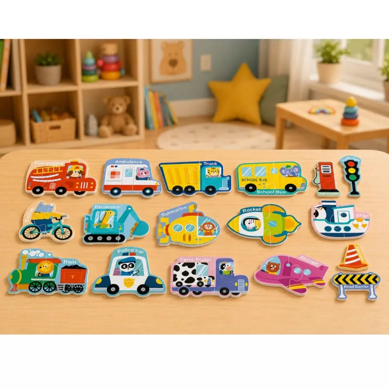 LEAN TOYS Magnetmõistatus Sõidukid Õppimiseks Transpordivahendite Komplekt 30 tk