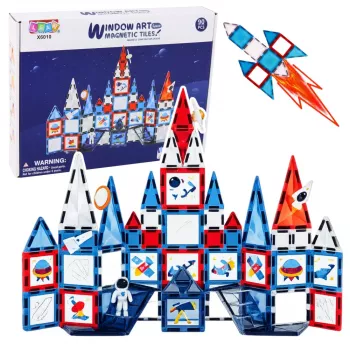 LEAN TOYS Magnetilised Kosmoseaknad Ehitusklotsid 90 tk – ABS Plastik STEM Ehituskomplekt