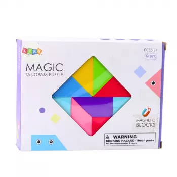 LEAN TOYS Magnetilised Tangrami Klotsid Värviline Pusle Kleepsudega 9 tk