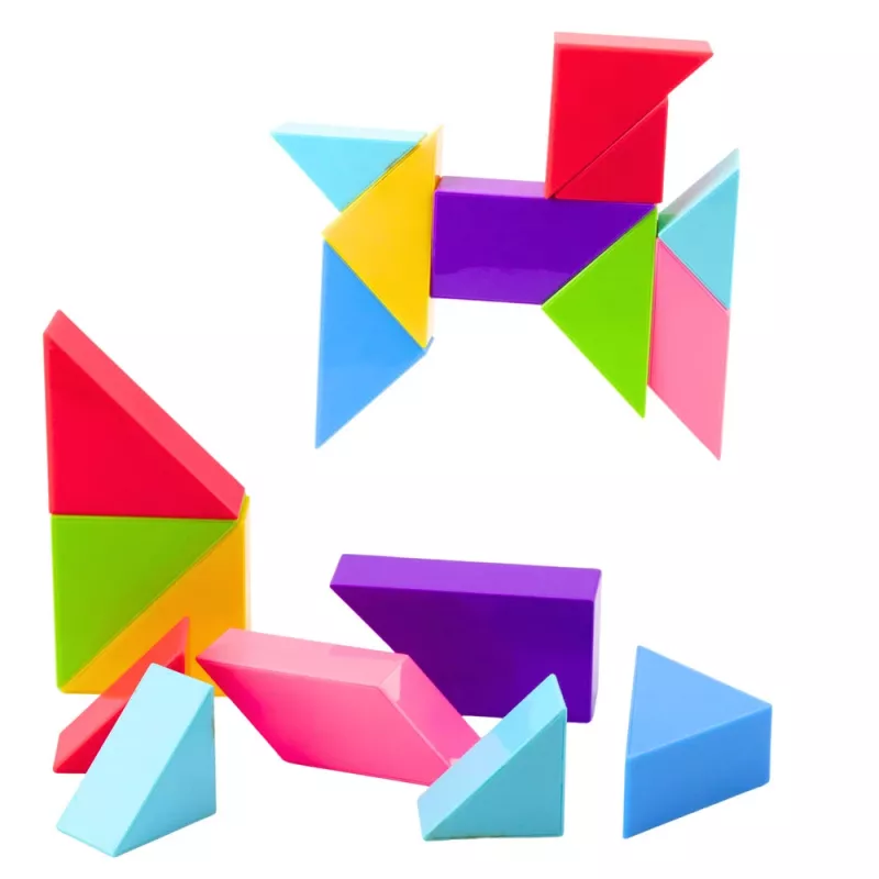 LEAN TOYS Magnetilised Tangrami Klotsid Värviline Pusle Kleepsudega 9 tk