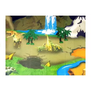 LEAN TOYS Dinosaurustega vaip Hariv vaip - Libisemiskindel mänguvaip lastele, 12+ kuud, vastupidav polüester, dinosaurusteemaline, siseruumides