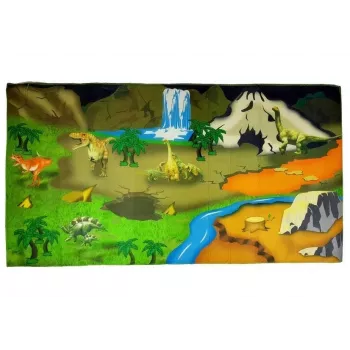 LEAN TOYS Dinosaurustega vaip Hariv vaip - Libisemiskindel mänguvaip lastele, 12+ kuud, vastupidav polüester, dinosaurusteemaline, siseruumides