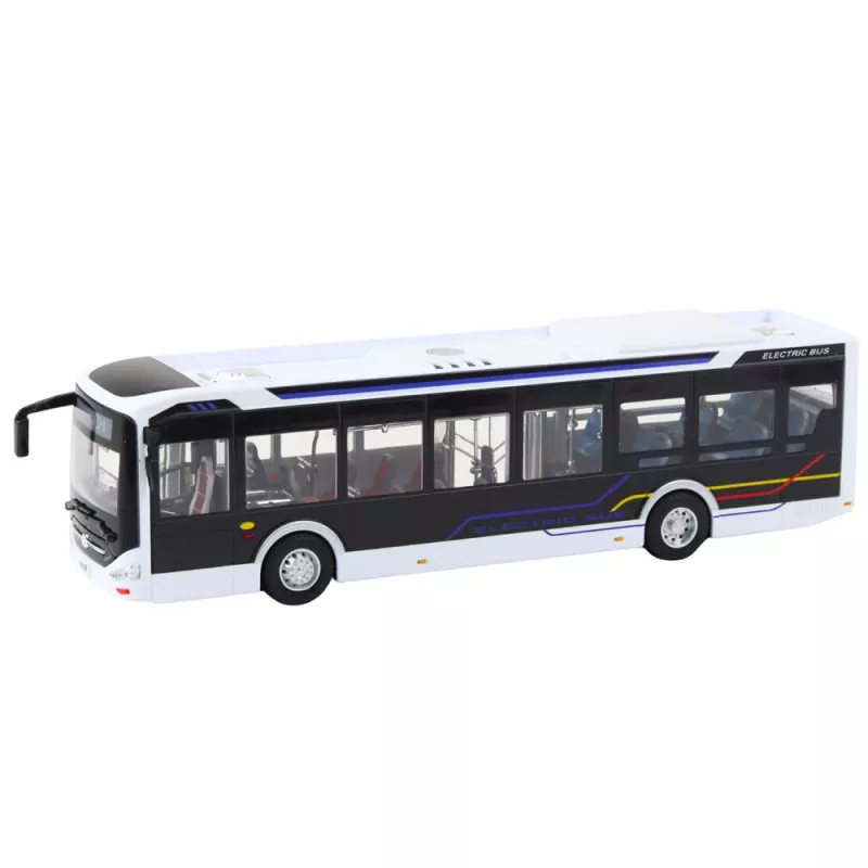 LEAN TOYS Metal City Bus White 1:43 Die-Cast Pull-Back Model with Opening Doors