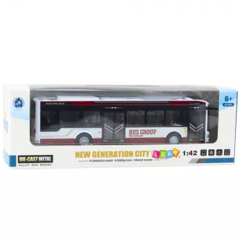 LEAN TOYS Metal City buss heli- ja valgusefektidega 1:42