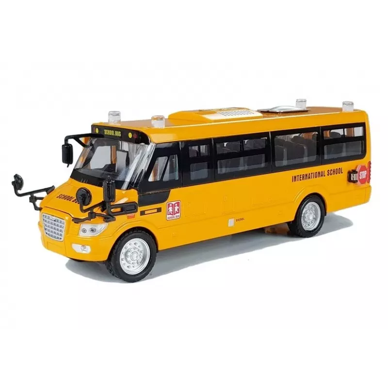 LEAN TOYS Metal School Bus with Friction Drive Die Cast Model