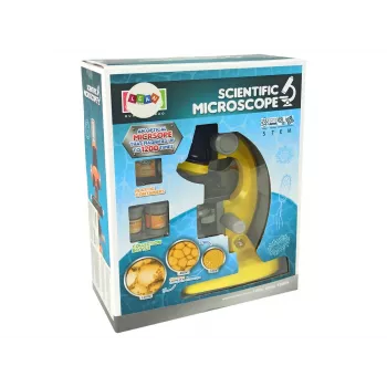 LEAN TOYS Mikroskoop Teadlasele Hariv Komplekt Kollane 100x 400x 1200x