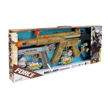 LEAN TOYS Military Weapon Set Rifle Pistol Headphones Whistle Lights