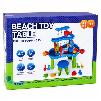 LEAN TOYS mitmetasandiline veelaud mänguväljak toolitarvikute ja vormidega 63cm