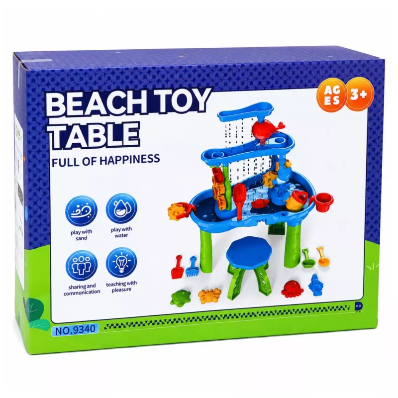 LEAN TOYS mitmetasandiline veelaud mänguväljak toolitarvikute ja vormidega 63cm