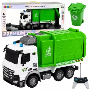 LEAN TOYS Kommunaalsõiduk Kaugjuhtimisega Prügiauto RC Konteiner Prügikast Tuled 1:14