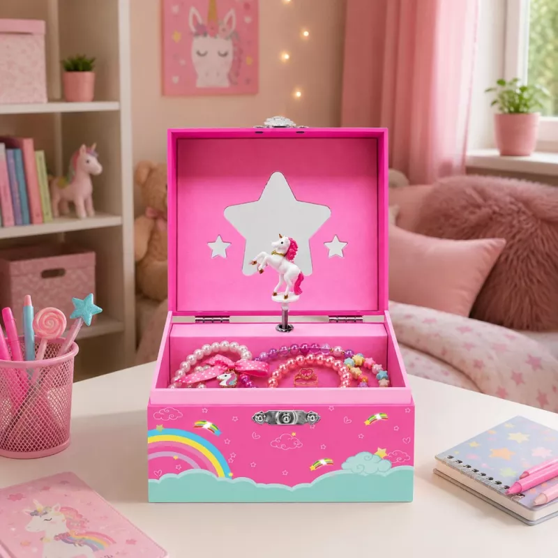 LEAN TOYS Muusikakarp Ehtekarp Pöörlev Ükssarvik Roosa