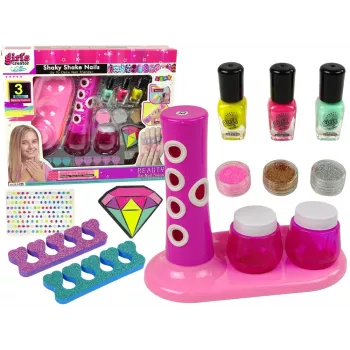 LEAN TOYS Küünte värvimise komplekt Nail Glitter Dispenser Nail Lacquer Stickers
