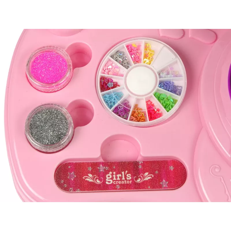 LEAN TOYS Küünelakikomplekt küüneläike, kuivati ja kleebistega