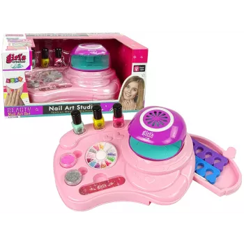 LEAN TOYS Küünelakikomplekt küüneläike, kuivati ja kleebistega