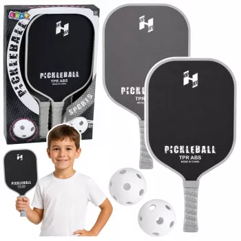LEAN TOYS Pickleball Tennis Badminton Racket Set with 2 Balls Black and Gray