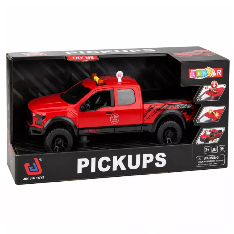 LEAN TOYS pikap 1:12 RC avatavate ustega, tagatuled, helid – punane