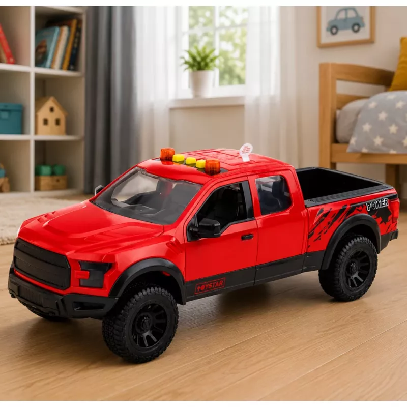 LEAN TOYS pikap 1:12 RC avatavate ustega, tagatuled, helid – punane