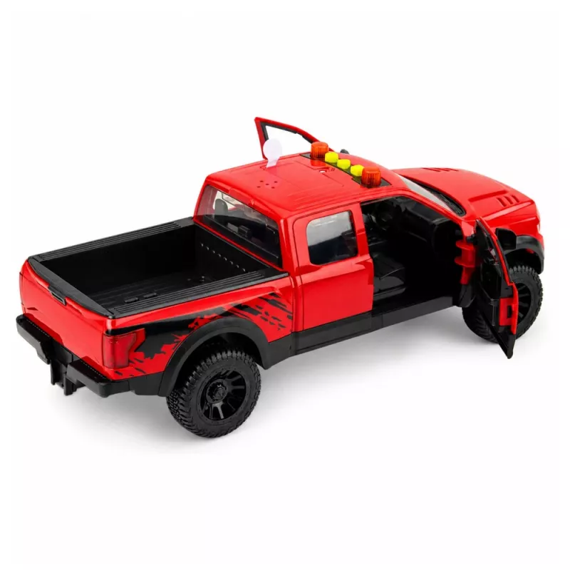 LEAN TOYS pikap 1:12 RC avatavate ustega, tagatuled, helid – punane
