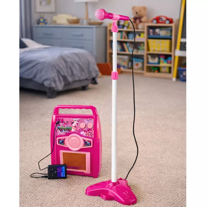 LEAN TOYS Roosa elektrikitarr mikrofoni ja võimendiga