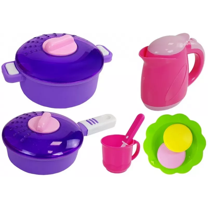 LEAN TOYS Roosa köök veepottide ja toidukaupadega, heliefektid