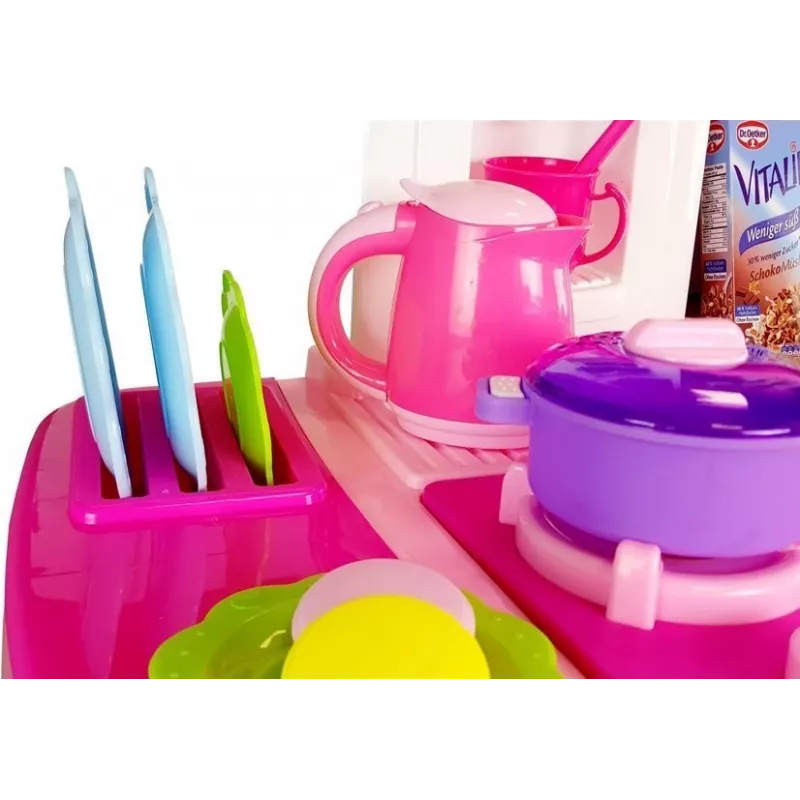 LEAN TOYS Roosa köök veepottide ja toidukaupadega, heliefektid