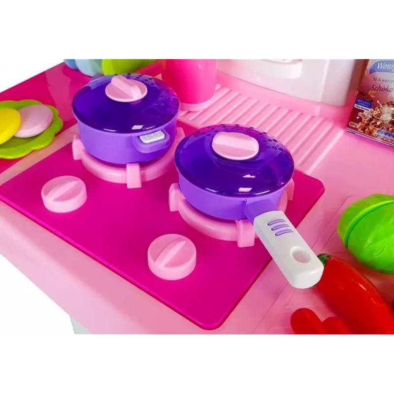 LEAN TOYS Roosa köök veepottide ja toidukaupadega, heliefektid