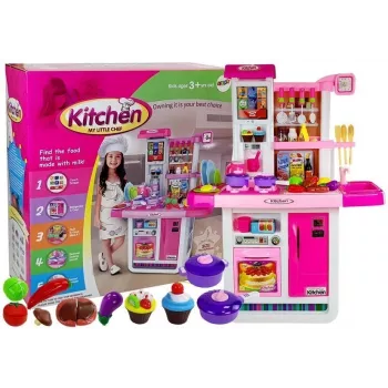 LEAN TOYS Roosa köök veepottide ja toidukaupadega, heliefektid