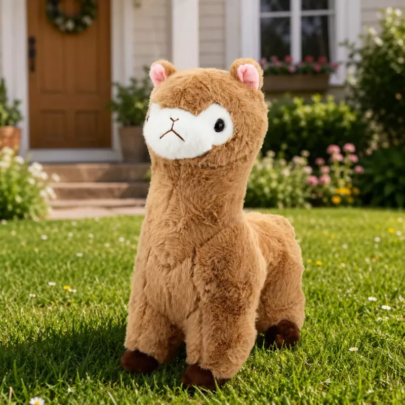LEAN TOYS Plüüs alpaka kaisukaru pehme karusnahk beež 28 cm