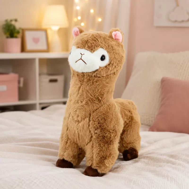 LEAN TOYS Plüüs alpaka kaisukaru pehme karusnahk beež 28 cm