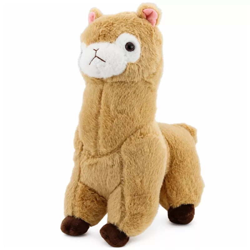 LEAN TOYS Pehme alpaka-laama mänguasi - Kreem, 28 cm, kaisuloom ülipehme karvaga
