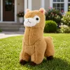 LEAN TOYS Pehme alpaka-laama mänguasi - Kreem, 28 cm, kaisuloom ülipehme karvaga