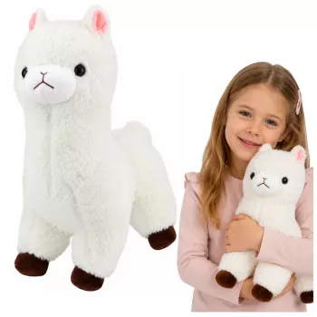 LEAN TOYS Pehme alpakavalkjas pehme valge karusnahk 28 cm