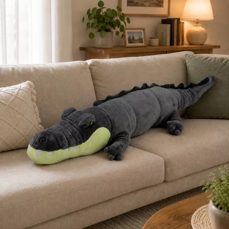 LEAN TOYS pehme krokodillimaskott – realistlik hall, 90 cm