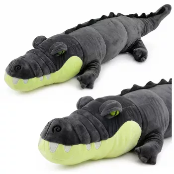 LEAN TOYS pehme krokodillimaskott – realistlik hall, 90 cm