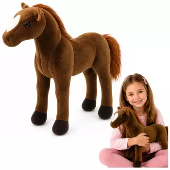 LEAN TOYS Pehme hobune kaisukaru Tumepruun 40cm x 37cm
