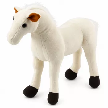 LEAN TOYS Plüüshobune Plüüsmänguasi Maskott Kaisuloom Valge 40cm x 37cm