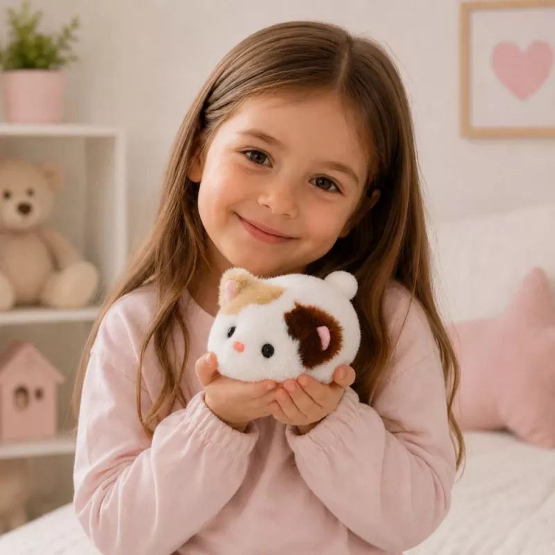 LEAN TOYS Pehme kassipoeg maskott kaisulelu pehme väike valge 16 cm