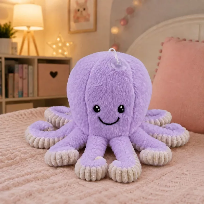 LEAN TOYS plüüsist kaheksajalg iminapaga, lilla, 16 cm