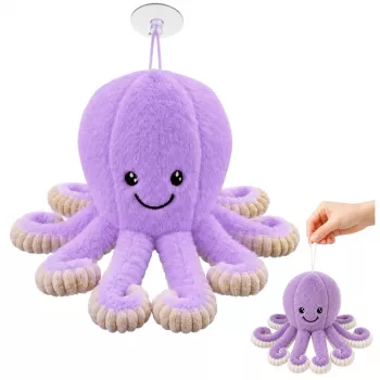 LEAN TOYS plüüsist kaheksajalg iminapaga, lilla, 16 cm