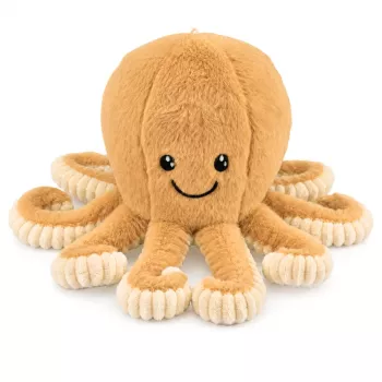 LEAN TOYS Plüüsist Kaheksajalg Elastsete Kombitsatega, beež 50 cm – Pehme kaisumänguasi